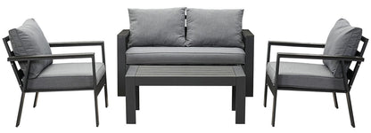 MeXo Gartenlounge - Set Gartenmöbel Set Aluminium Loungeset für Terrasse Balkon, (Set, 4 - tlg., 1×2 - Sitzer Sofa, 2×Einzelsessel, 1×Couchtisch, 7×Auflagen), wetterfest Sitzgruppe Essgruppe Gartengarnitur für 3 - 4 Personen - MeXo - Home