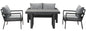 MeXo Gartenlounge - Set Gartenmöbel Set Aluminium Loungeset für Terrasse Balkon, (Set, 4 - tlg., 1×2 - Sitzer Sofa, 2×Einzelsessel, 1×Esstisch, 7×Auflagen), wetterfest Sitzgruppe Essgruppe Gartengarnitur für 3 - 4 Personen - MeXo - Home