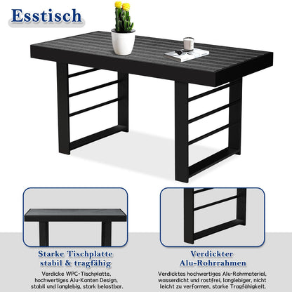 MeXo Gartenlounge - Set Gartenmöbel Set Aluminium Loungeset für Terrasse Balkon, (Set, 4 - tlg., 1×2 - Sitzer Sofa, 2×Einzelsessel, 1×Esstisch, 7×Auflagen), wetterfest Sitzgruppe Essgruppe Gartengarnitur für 3 - 4 Personen - MeXo - Home