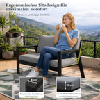MeXo Gartenlounge - Set Gartenmöbel Set Aluminium Loungeset für Terrasse Balkon, (Set, 4 - tlg., 1×2 - Sitzer Sofa, 2×Einzelsessel, 1×Esstisch, 7×Auflagen), wetterfest Sitzgruppe Essgruppe Gartengarnitur für 3 - 4 Personen - MeXo - Home
