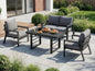 MeXo Gartenlounge - Set Gartenmöbel Set Aluminium Loungeset für Terrasse Balkon, (Set, 4 - tlg., 1×2 - Sitzer Sofa, 2×Einzelsessel, 1×Esstisch, 7×Auflagen), wetterfest Sitzgruppe Essgruppe Gartengarnitur für 3 - 4 Personen - MeXo - Home