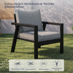 MeXo Gartenlounge - Set Gartenmöbel Set Aluminium Loungeset für Terrasse Balkon, (Set, 4 - tlg., 1×2 - Sitzer Sofa, 2×Einzelsessel, 1×Esstisch, 7×Auflagen), wetterfest Sitzgruppe Essgruppe Gartengarnitur für 3 - 4 Personen - MeXo - Home