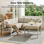 MEXO Gartenlounge - Set XXL Gartenmöbel Set Aluminium für 6 - 8 Personen (Dining Loungeset Outdoor, 5 - tlg., mit 12 cm dicken Sitzkissen, pflegeleichte Polywood - Tischplatte) - MeXo - Home