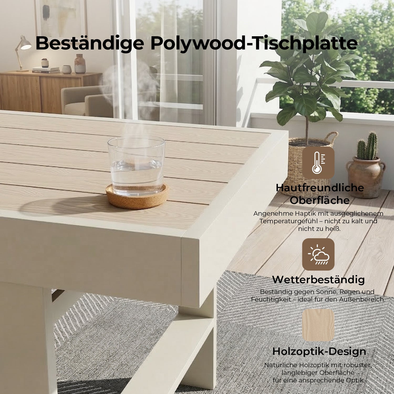 MEXO Gartenlounge - Set XXL Gartenmöbel Set Aluminium für 6 - 8 Personen (Dining Loungeset Outdoor, 5 - tlg., mit 12 cm dicken Sitzkissen, pflegeleichte Polywood - Tischplatte) - MeXo - Home