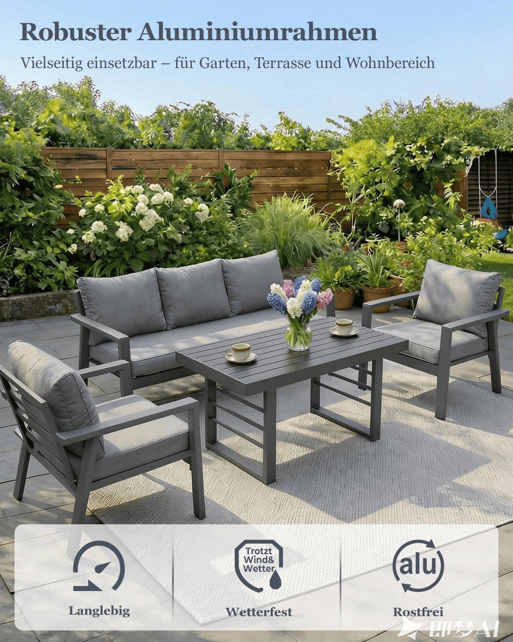 MEXO Gartenmöbel Set 4-tlg. 4–5 Personen - MeXo
