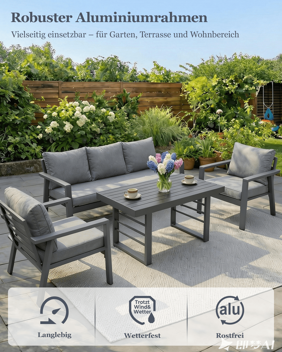 MEXO Gartenmöbel Set 4-tlg. 4–5 Personen - MeXo