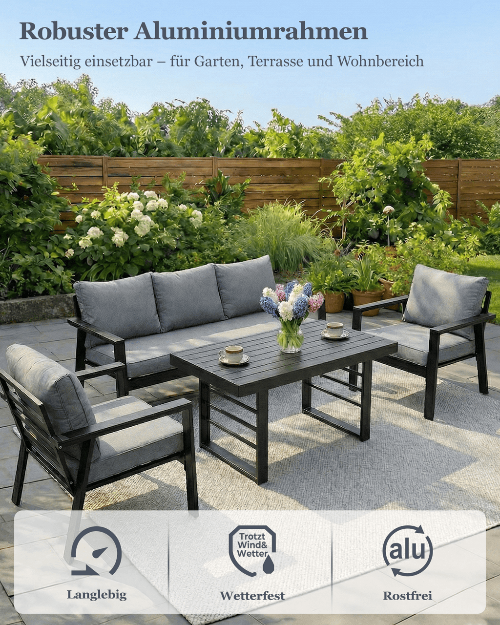 MEXO Gartenmöbel Set 4-tlg. 5–6 Personen - MeXo