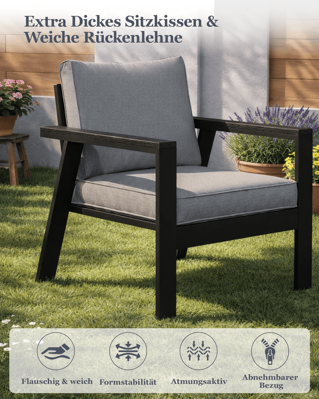 MEXO Gartenmöbel Set mit Tisch 4-tlg. - MeXo
