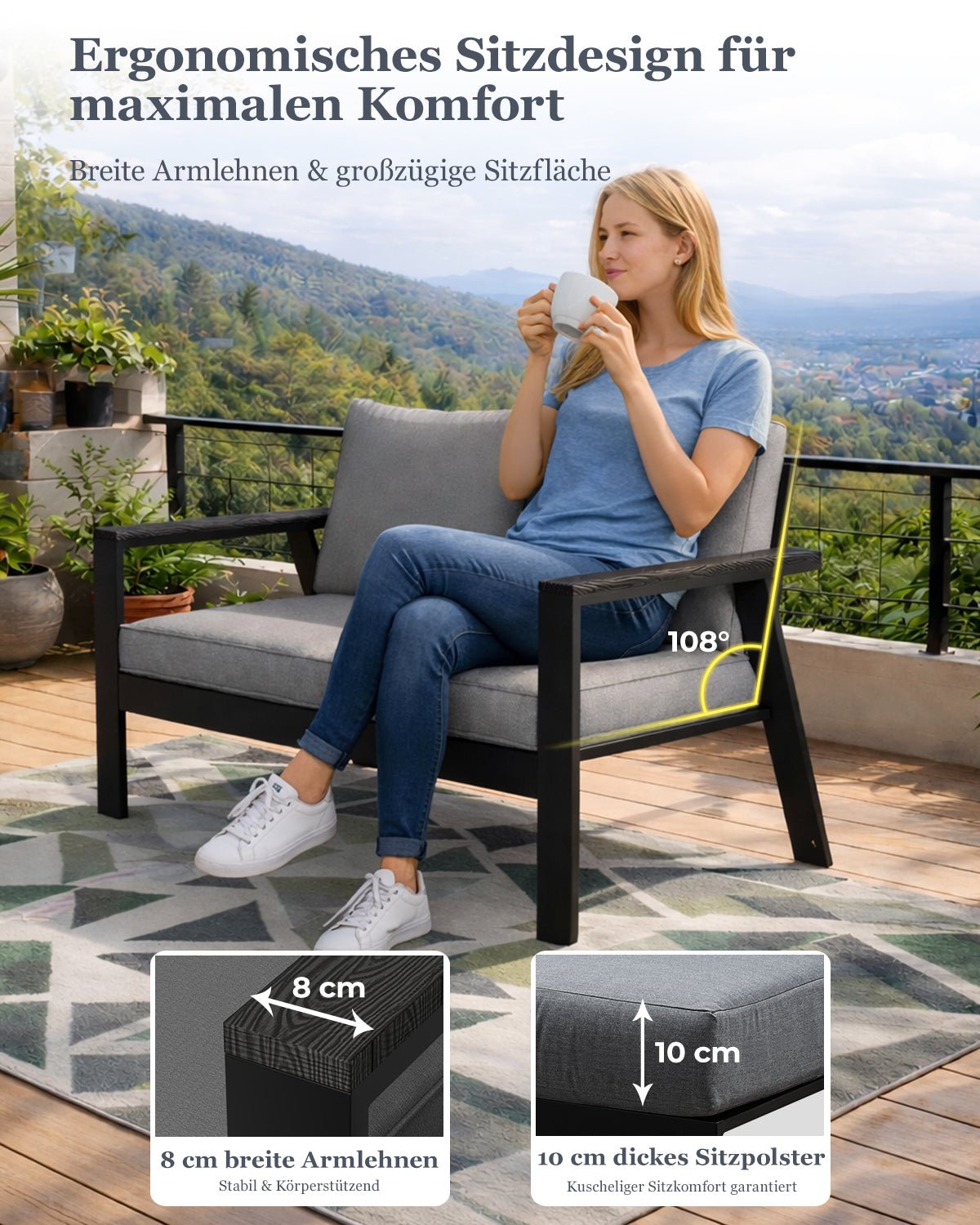 MEXO Gartenmöbel Set mit Tisch 4-tlg. - MeXo