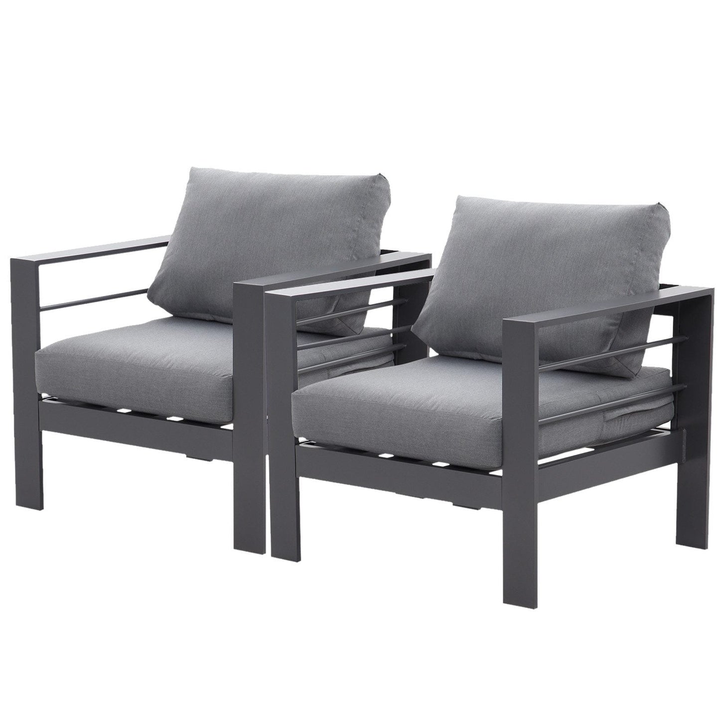 MEXO Gartensessel Terrassenstühle 2er Set Aluminium Wetterfest 140kg Luxus Relax (2x Einzelsessel 2x Sitzkissen 2x Rückenkissen) - MeXo - Home