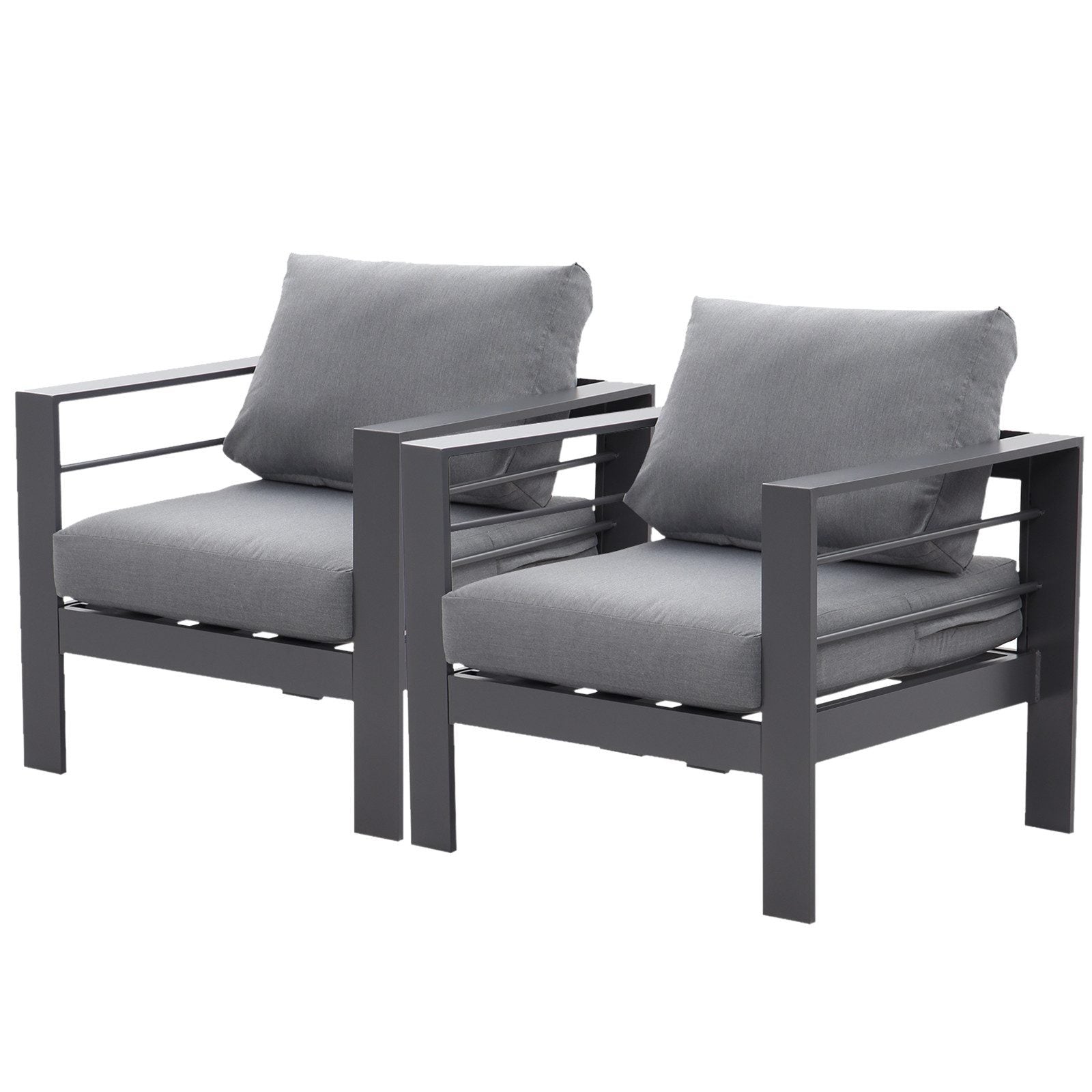 MEXO Gartensessel Terrassenstühle 2er Set Aluminium Wetterfest 140kg Luxus Relax (2x Einzelsessel 2x Sitzkissen 2x Rückenkissen) - MeXo - Home