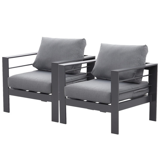 MEXO Gartensessel Terrassenstühle 2er Set Aluminium Wetterfest 140kg Luxus Relax (2x Einzelsessel 2x Sitzkissen 2x Rückenkissen) - MeXo - Home