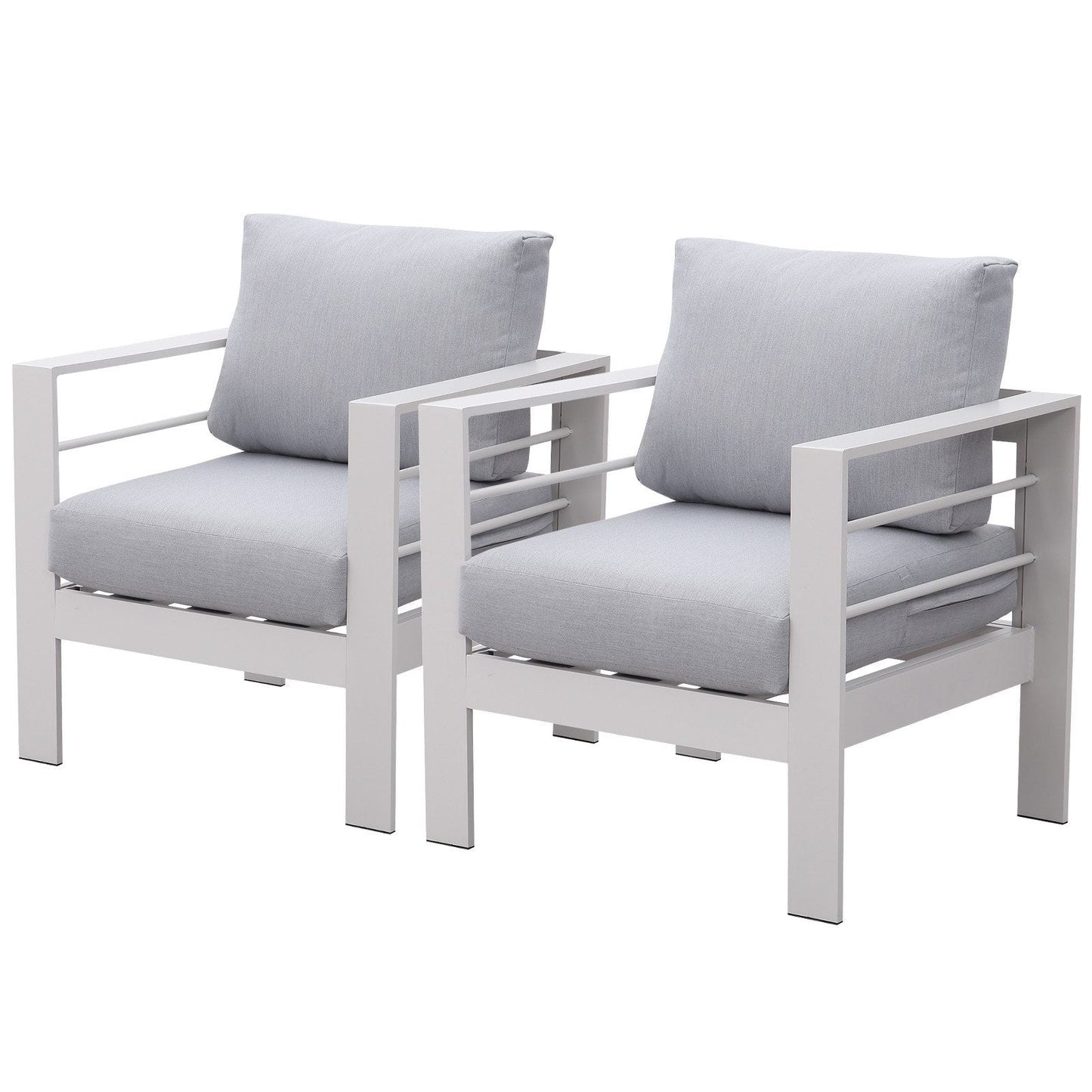 MEXO Gartensessel Terrassenstühle 2er Set Aluminium Wetterfest 140kg Luxus Relax (2x Einzelsessel 2x Sitzkissen 2x Rückenkissen) - MeXo - Home