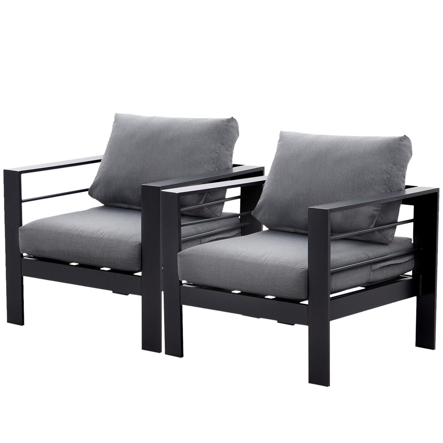 MEXO Gartensessel Terrassenstühle 2er Set Aluminium Wetterfest 140kg Luxus Relax (2x Einzelsessel 2x Sitzkissen 2x Rückenkissen) - MeXo - Home