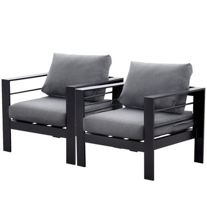 MEXO Gartensessel Terrassenstühle 2er Set Aluminium Wetterfest 140kg Luxus Relax (2x Einzelsessel 2x Sitzkissen 2x Rückenkissen) - MeXo - Home