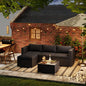 MEXO Gartensofa Rattan Modulsofa mit Liegefunktion Outdoor Wetterfest Balkon Terrasse 64x64cm xxl Sitzfläche, 10cm breite Komfort - Armlehnen, 10cm Luxus Sitzkissen, 7+ freie Kombinationen zur Auswahl, Polyrattan Lounge anthrazit Loungesessel - MeXo - Home