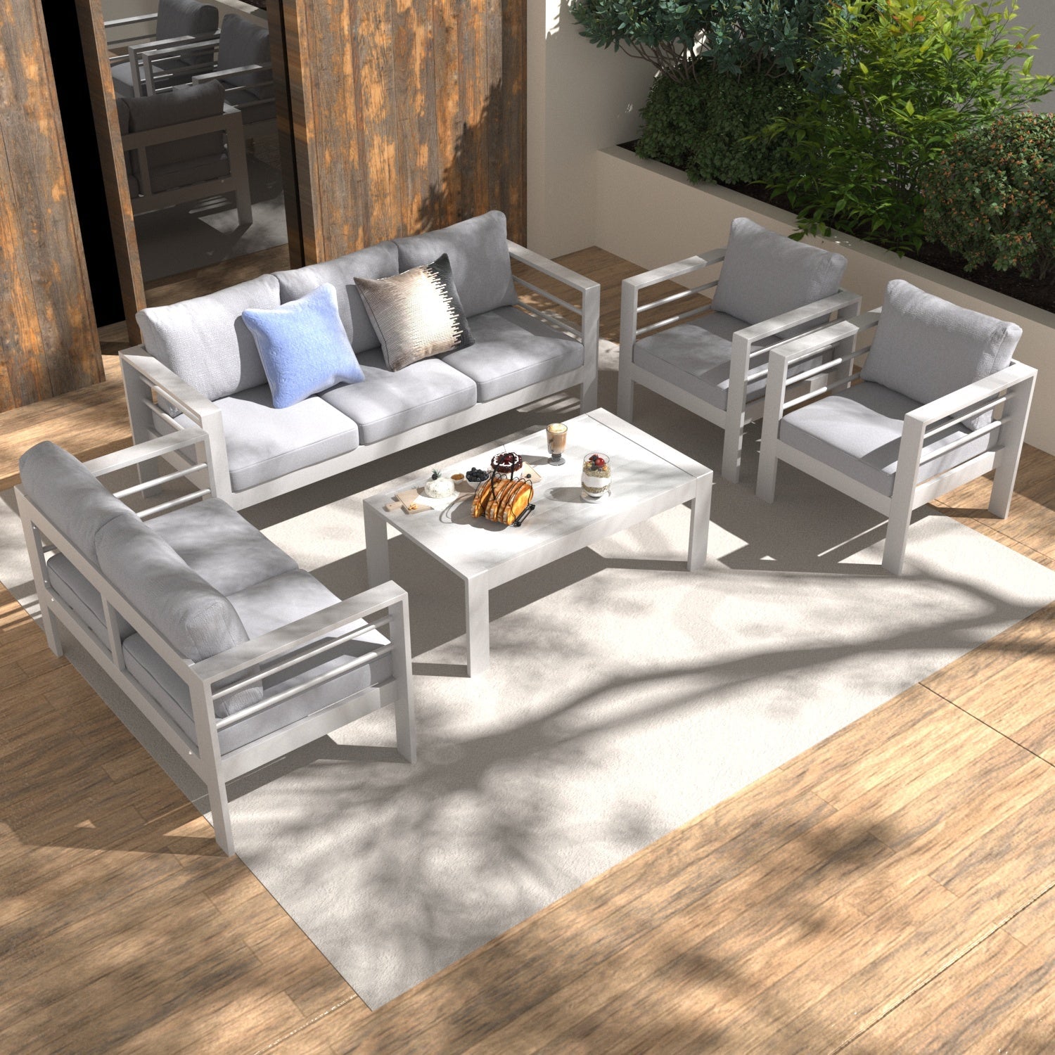MeXo Lounge Gartenmöbel Set aus Aluminium für 4 - 7 Personen Weiß - MeXo - Home