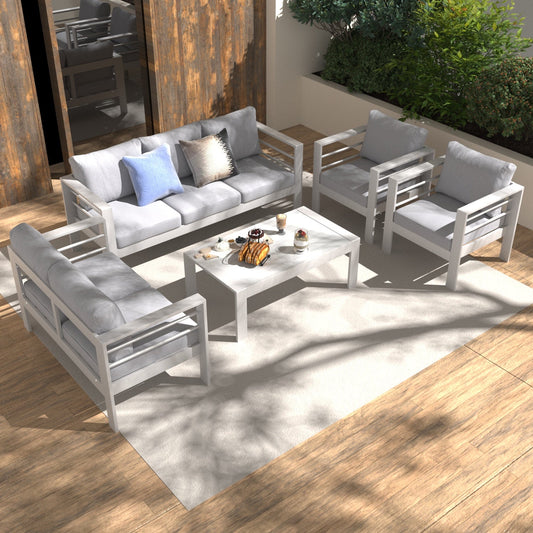 MeXo Lounge Gartenmöbel Set aus Aluminium für 4 - 7 Personen Weiß - MeXo - Home