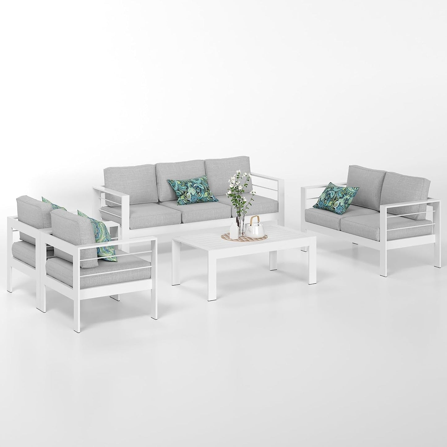 MeXo Lounge Gartenmöbel Set aus Aluminium für 4 - 7 Personen Weiß - MeXo - Home