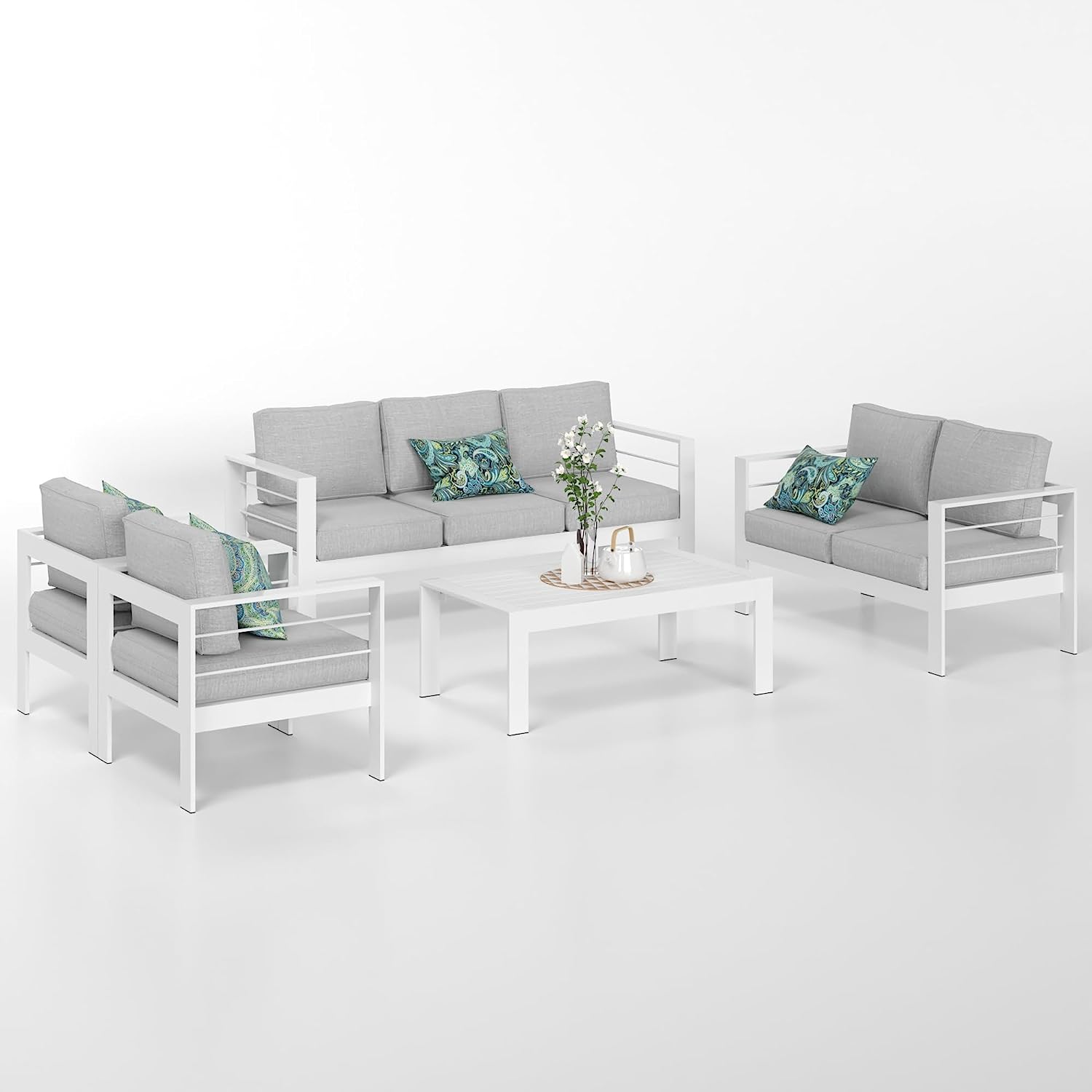 MeXo Lounge Gartenmöbel Set aus Aluminium für 4 - 7 Personen Weiß - MeXo - Home