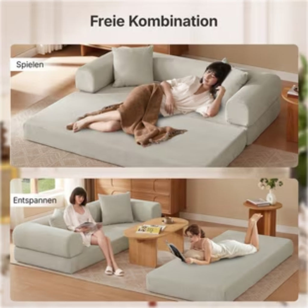 MEXO Schlafsofa 195 cm 3 sitzer cord sofa mit schlaffunktion Set, Wandelbares Tatami - Bodensofa, einfach in Einzelbett umwandelbar - MeXo - Home