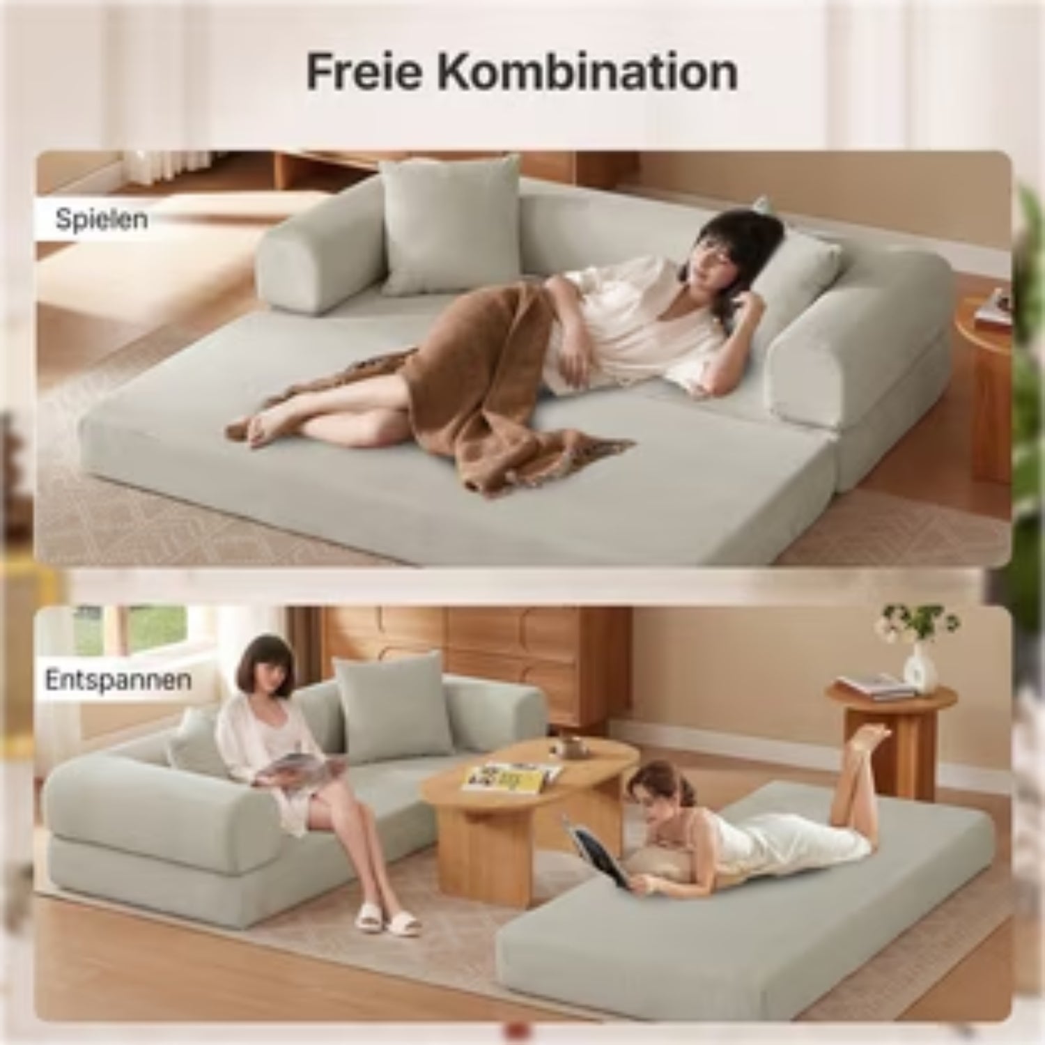 MEXO Schlafsofa 195 cm 3 sitzer cord sofa mit schlaffunktion Set, Wandelbares Tatami - Bodensofa, einfach in Einzelbett umwandelbar - MeXo - Home