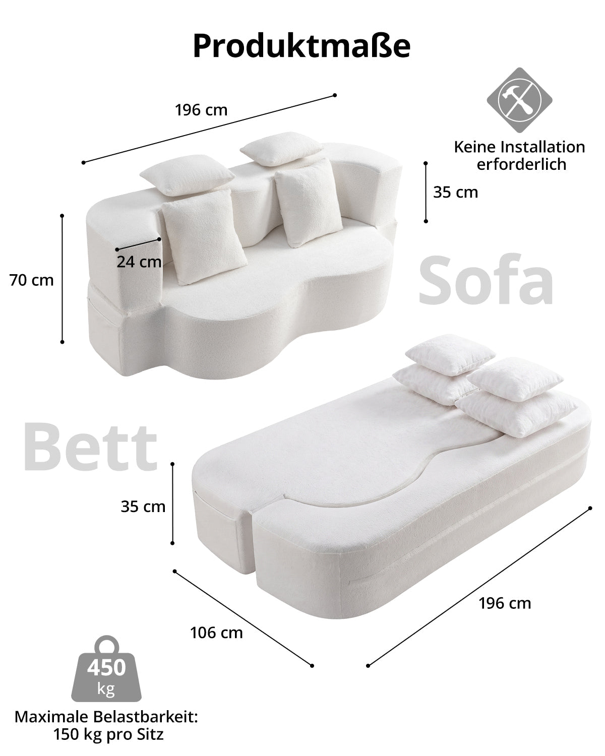 MEXO Schlafsofa 2-Sitzer 196 cm - MeXo