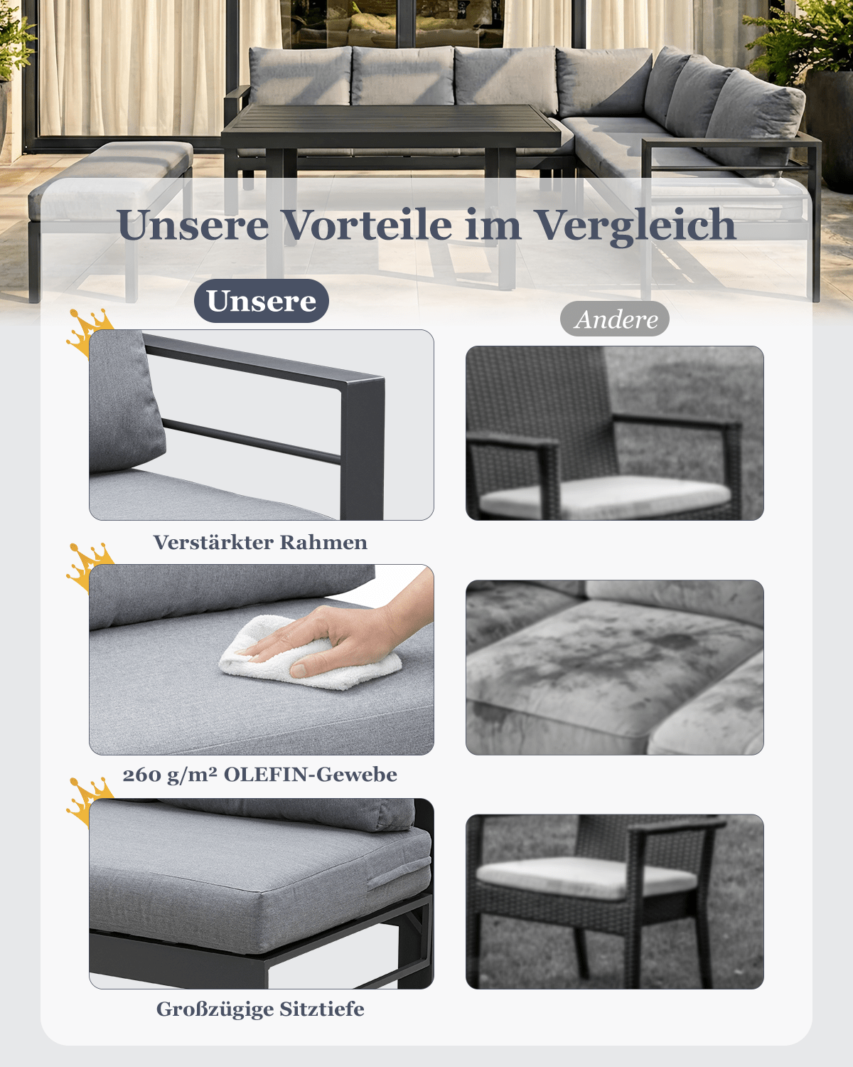 MEXO XXL Garten - Ecklounge 5 - tlg. 6–8 Personen - MeXo