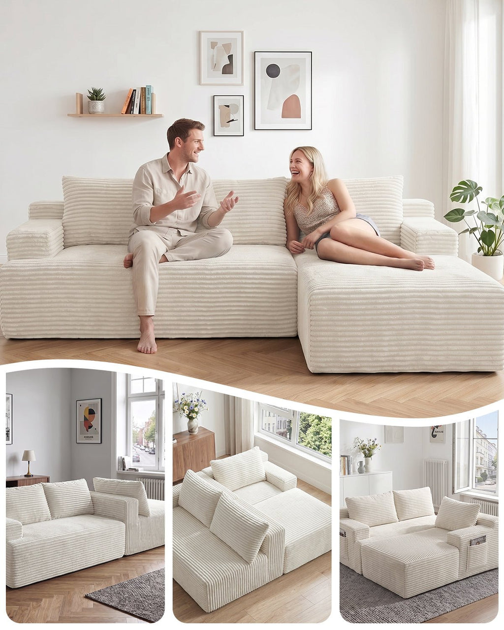 Modulares Cord Ecksofa rechts - MeXo
