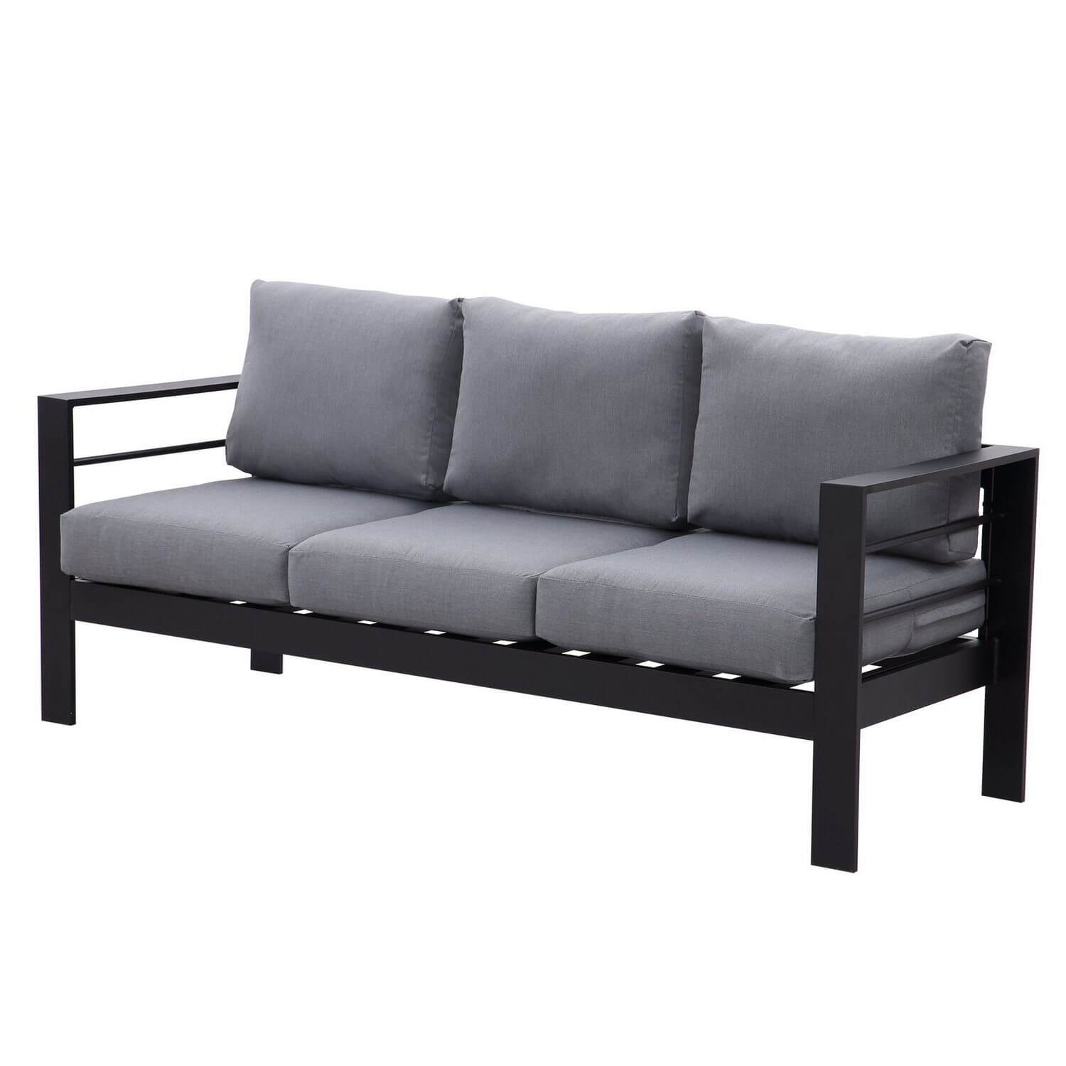 Schwarz 5 Sitzer Aluminium Lounge Gartenmöbel Set mit Polster Schwarz - MeXo - Home