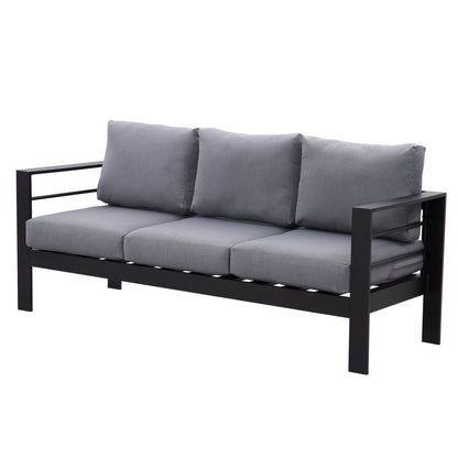Schwarz 5 Sitzer Aluminium Lounge Gartenmöbel Set mit Polster Schwarz - MeXo - Home