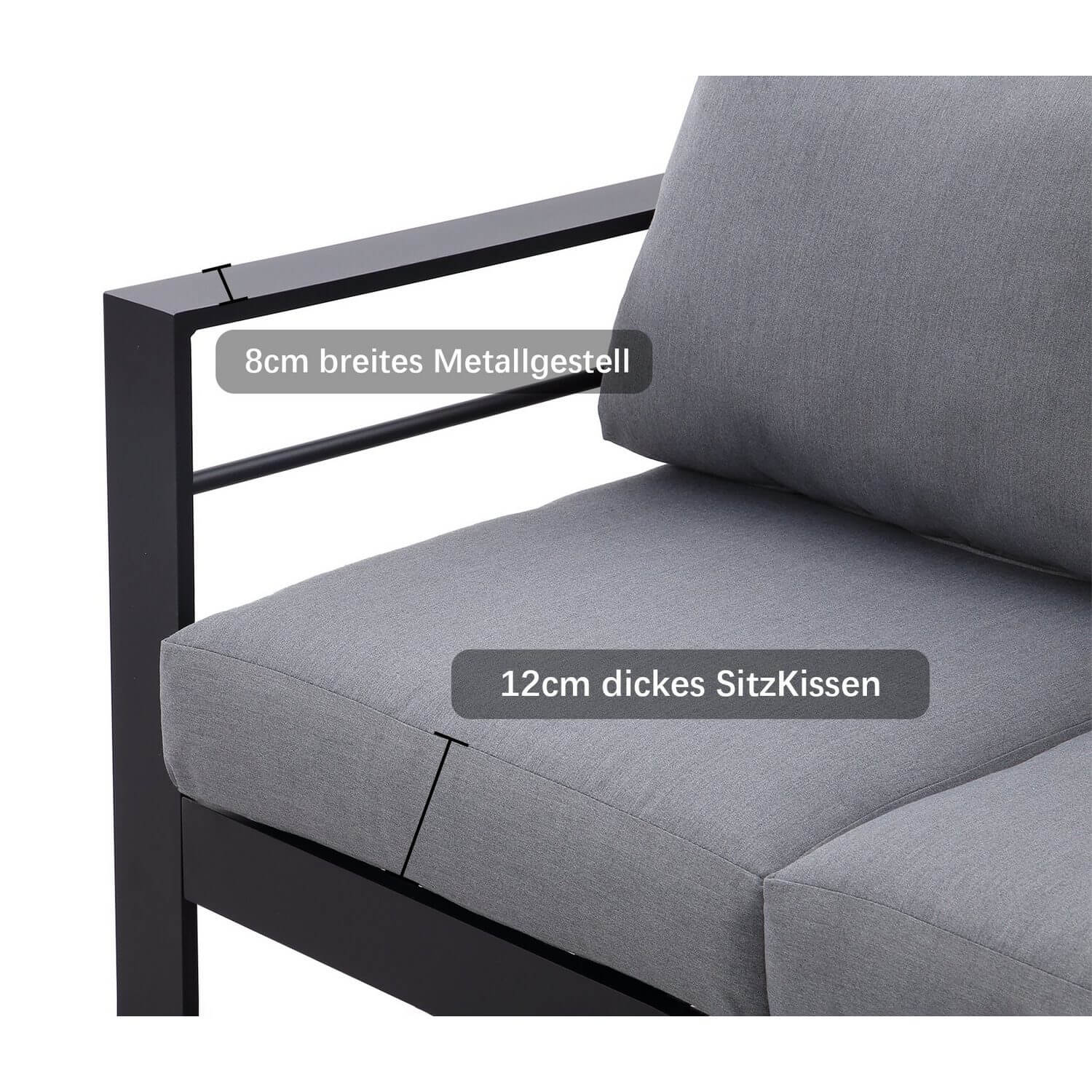 Schwarz 5 Sitzer Aluminium Lounge Gartenmöbel Set mit Polster Schwarz - MeXo - Home