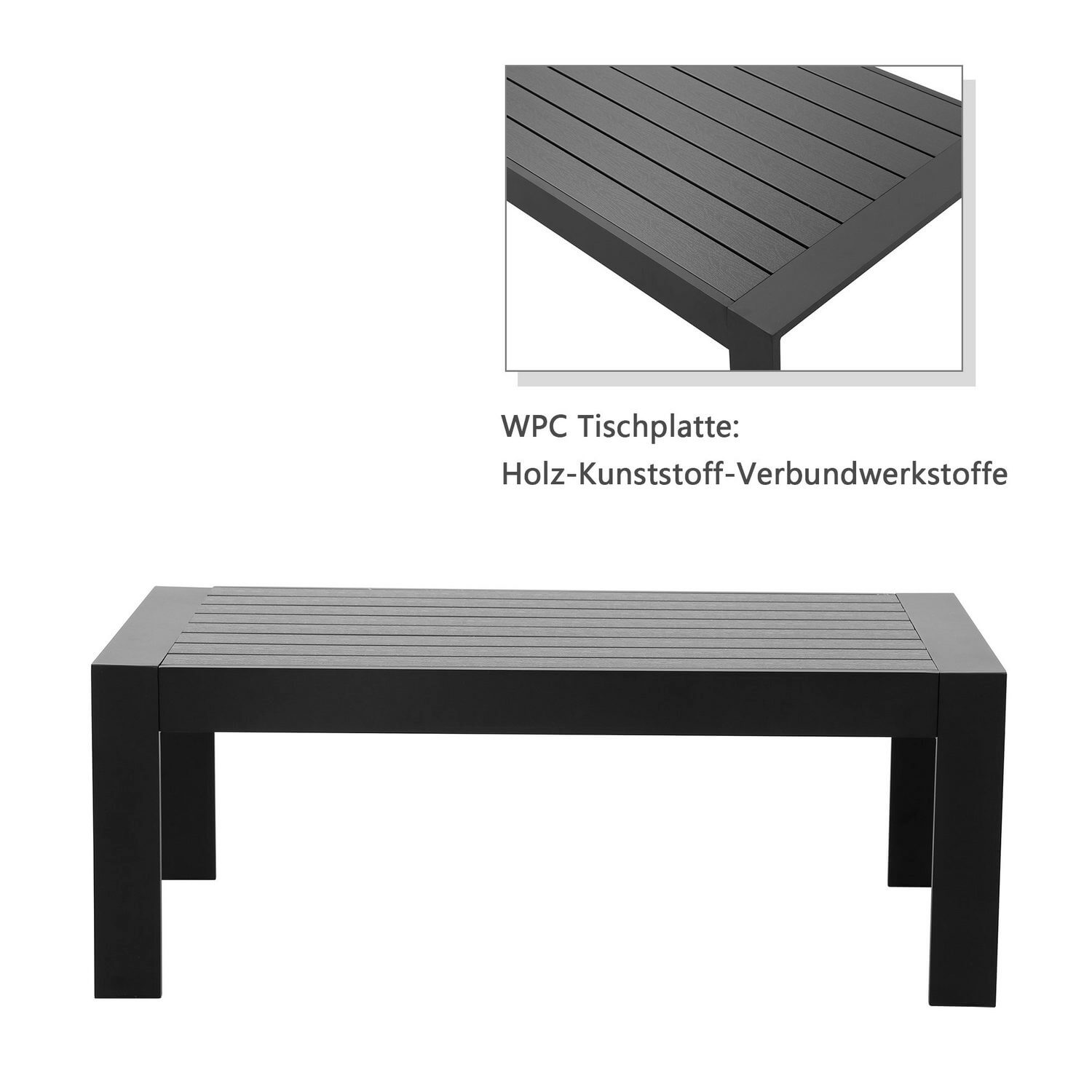 Schwarz 5 Sitzer Aluminium Lounge Gartenmöbel Set mit Polster Schwarz - MeXo - Home