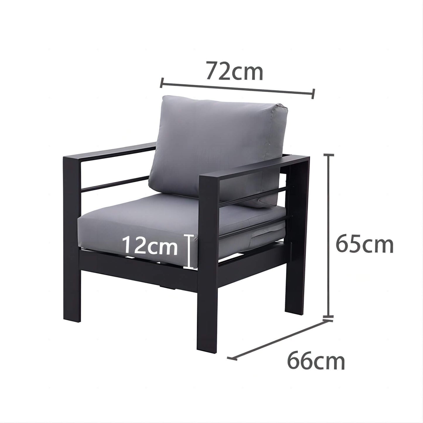 Schwarz 5 Sitzer Aluminium Lounge Gartenmöbel Set mit Polster Schwarz - MeXo - Home