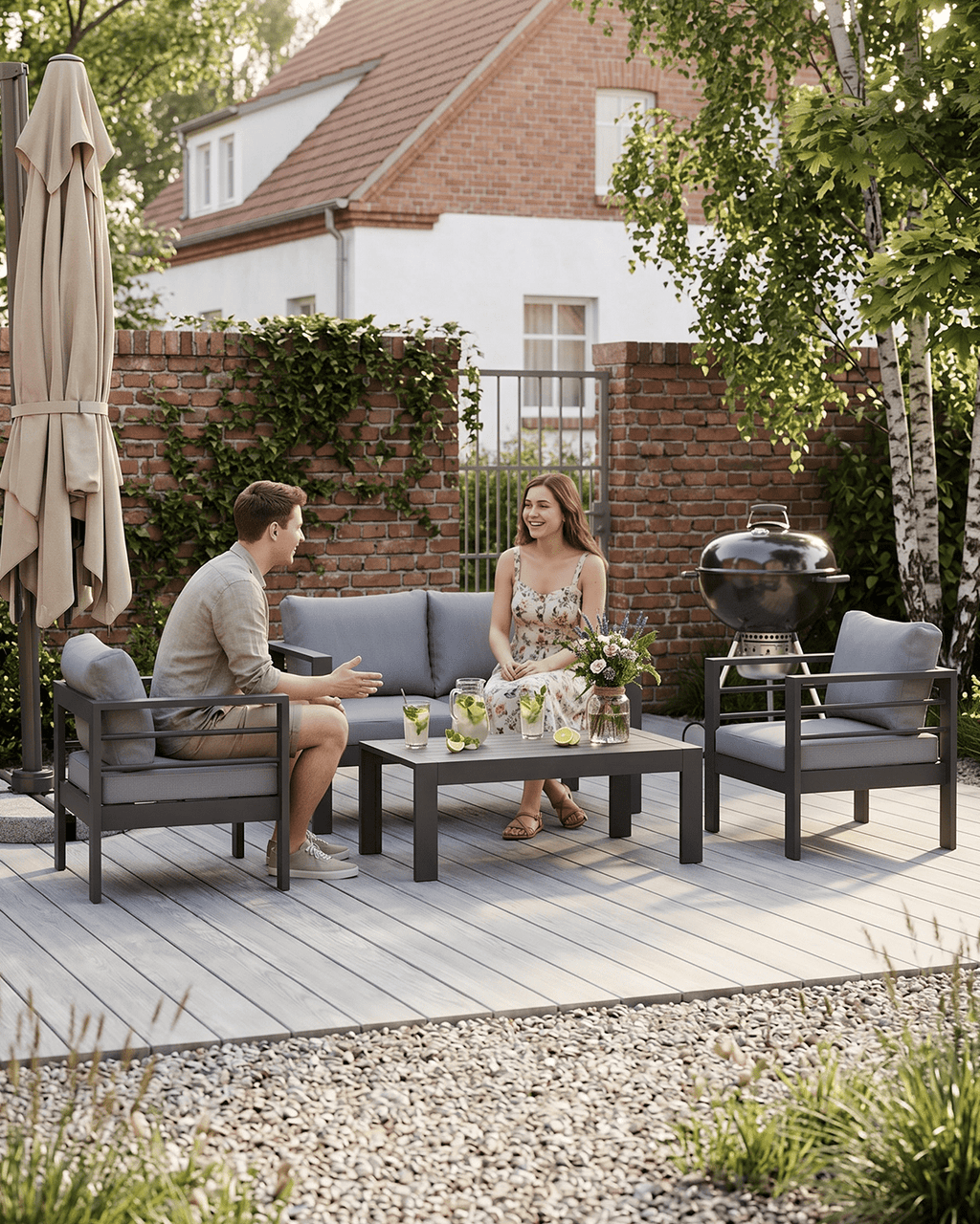 Terrassenmöbel 3 - 4 Personen grau - MeXo