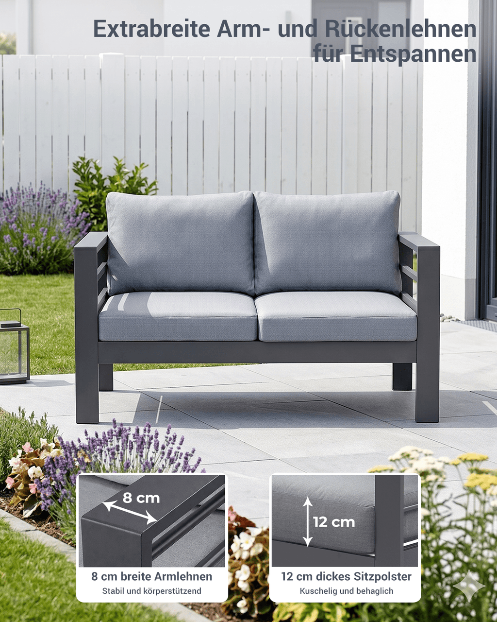 Terrassenmöbel 3 - 4 Personen grau - MeXo