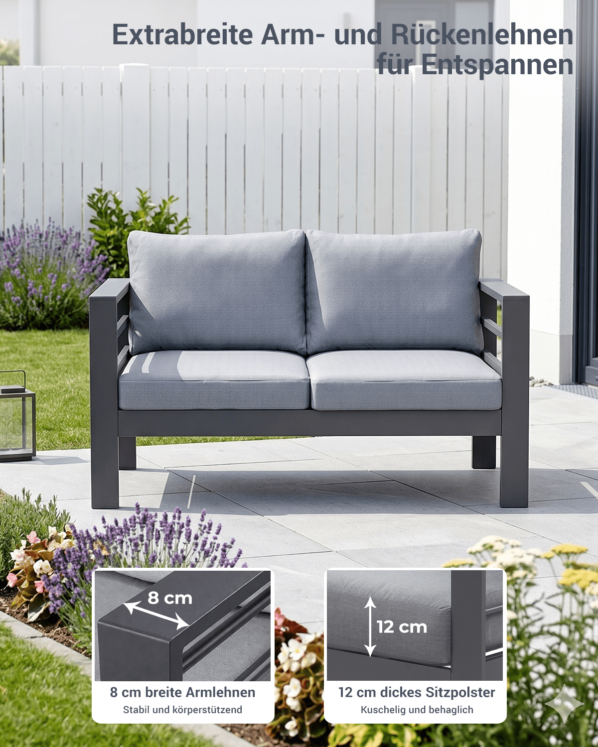 Terrassenmöbel 3 - 4 Personen grau - MeXo