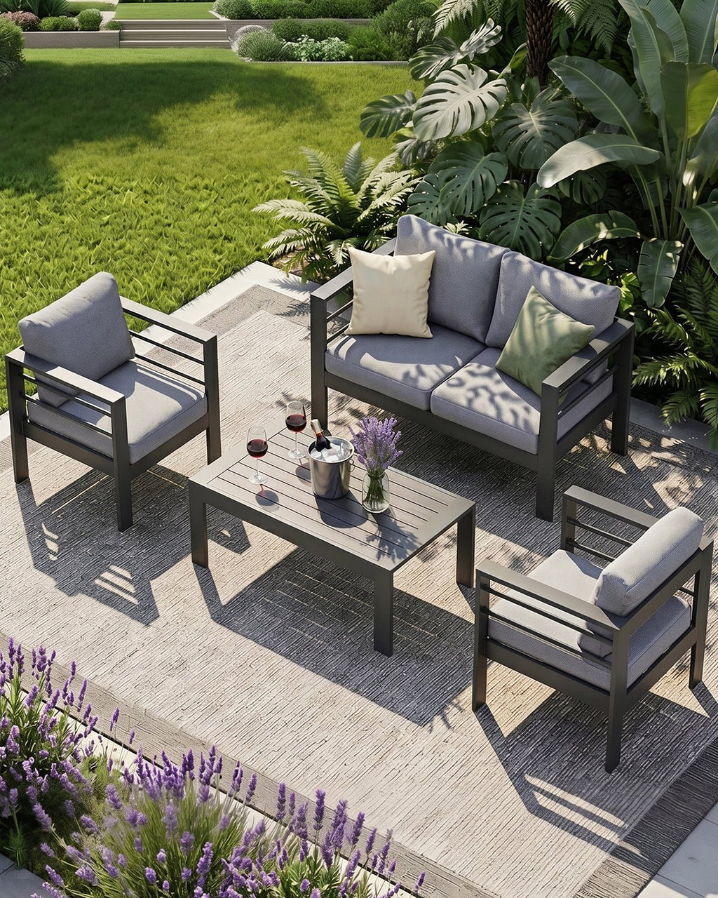 Terrassenmöbel 3 - 4 Personen grau - MeXo