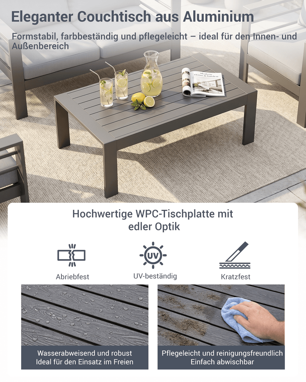 Terrassenmöbel 3 - 4 Personen grau - MeXo