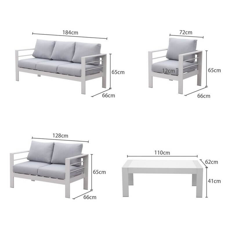 MeXo Lounge Gartenmöbel Set aus Aluminium für 4 - 7 Personen Weiß - MeXo - Home