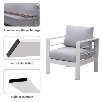MeXo Lounge Gartenmöbel Set aus Aluminium für 4 - 7 Personen Weiß - MeXo - Home
