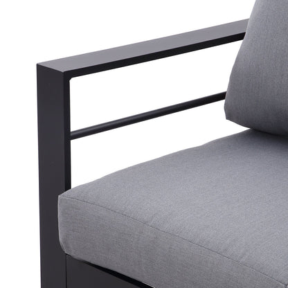 MeXo Lounge - Set Aluminium 6 - 7 Personen Gartenmöbel Set Metall Modern, Garten Sitzgruppe Wetterfest mit Sofa Sessel Tisch Olefin Kissen Auflagen Grau für Indoor Outdoor (Grau & Dunkelgrau) - MeXo - Home