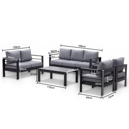 MeXo Lounge - Set Aluminium 6 - 7 Personen Gartenmöbel Set Metall Modern, Garten Sitzgruppe Wetterfest mit Sofa Sessel Tisch Olefin Kissen Auflagen Grau für Indoor Outdoor (Grau & Dunkelgrau) - MeXo - Home