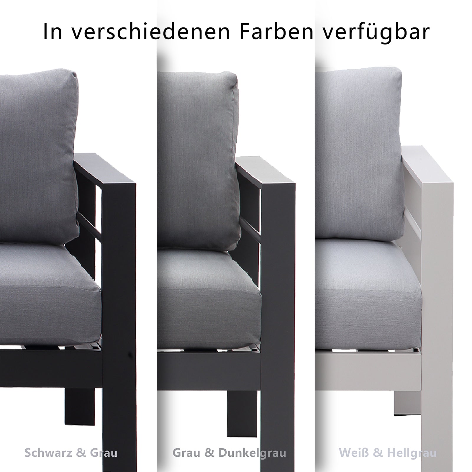 MeXo Lounge - Set Aluminium 6 - 7 Personen Gartenmöbel Set Metall Modern, Garten Sitzgruppe Wetterfest mit Sofa Sessel Tisch Olefin Kissen Auflagen Grau für Indoor Outdoor (Grau & Dunkelgrau) - MeXo - Home