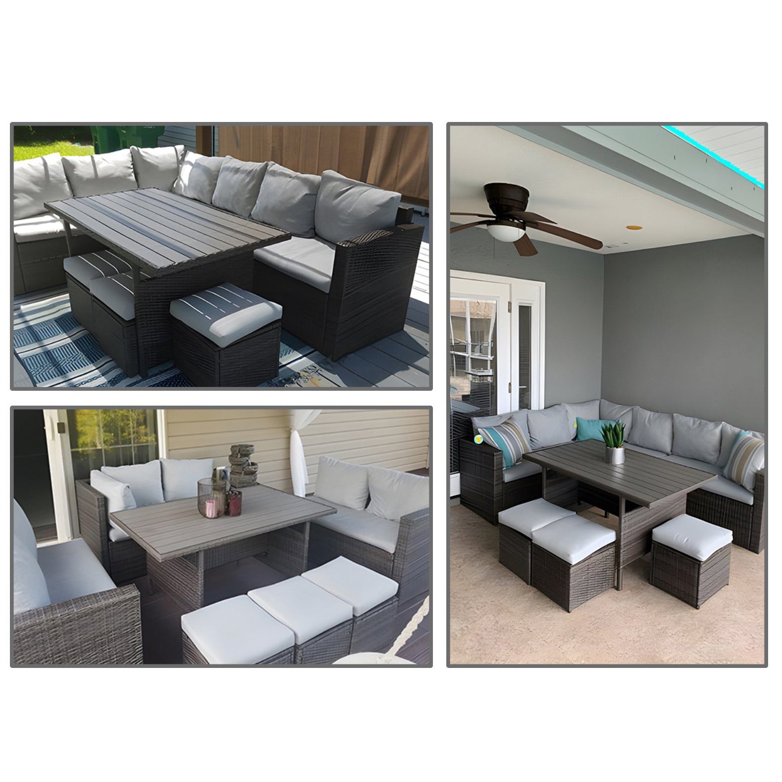 MeXo Loungeset Gartenmöbel Set 9 Personen mit Esstisch wetterfest, Modulare Ecklounge, (Esstisch 132x76x67cm, 7 - tlg., Belastbarkeit pro Sitzplatz bis zur 140kg) - MeXo - Home