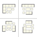 MeXo Loungeset Gartenmöbel Set 9 Personen mit Esstisch wetterfest, Modulare Ecklounge, (Esstisch 132x76x67cm, 7 - tlg., Belastbarkeit pro Sitzplatz bis zur 140kg) - MeXo - Home