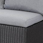 MeXo Polyrattan Gartenmöbel - Set Lounge - Set mit Ecksofa, WPC Esstisch, 3 Hocker, Kissen - Gartenlounge wetterfest bis 10 Personen - MeXo - Home