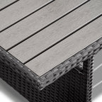 MeXo Polyrattan Gartenmöbel - Set Lounge - Set mit Ecksofa, WPC Esstisch, 3 Hocker, Kissen - Gartenlounge wetterfest bis 10 Personen - MeXo - Home